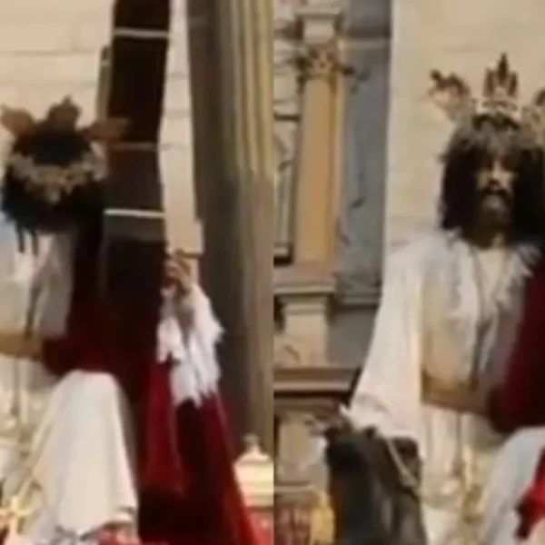 Captan figura de Cristo moviéndose en plena Semana Santa