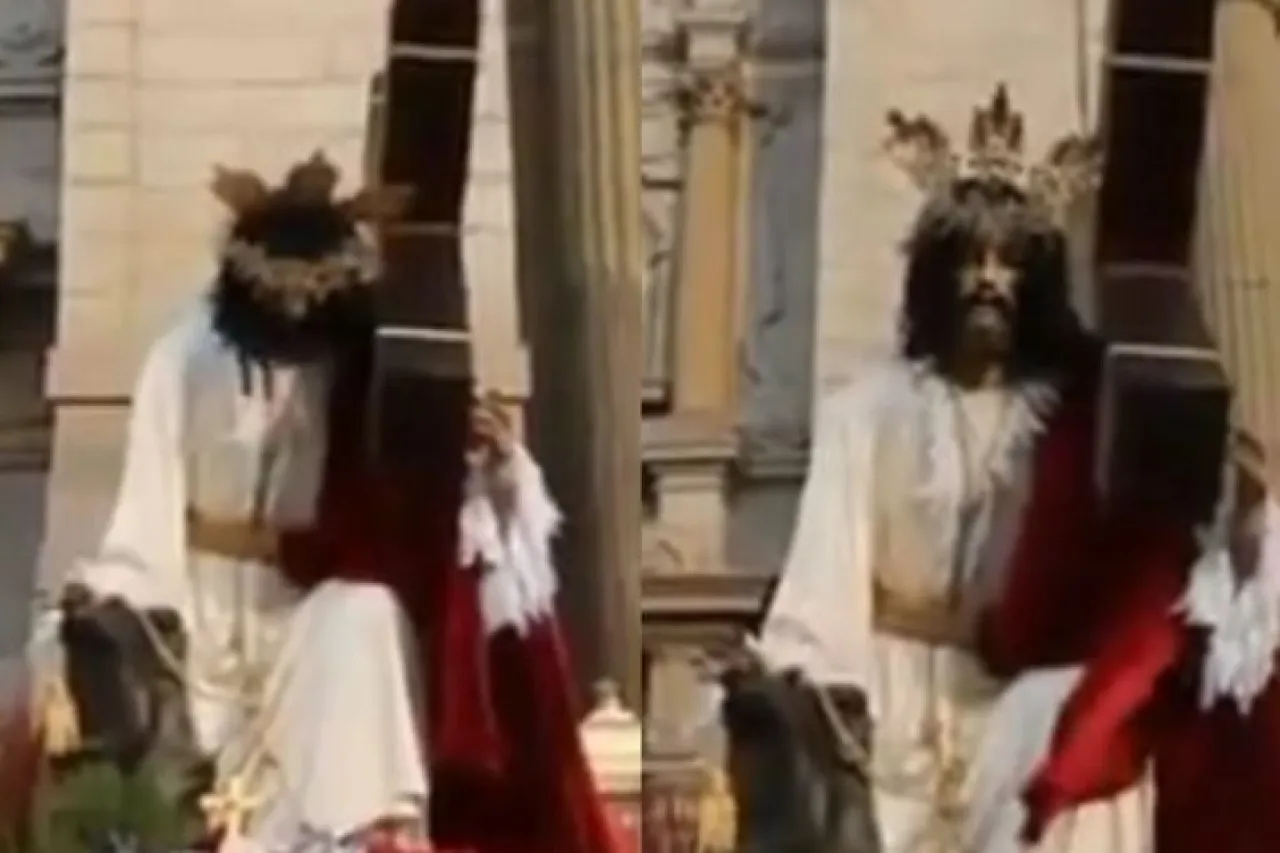 Captan figura de Cristo moviéndose en plena Semana Santa