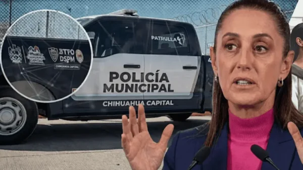 Sheinbaum critica que patrullas de Chihuahua tengan logos de Nueva York