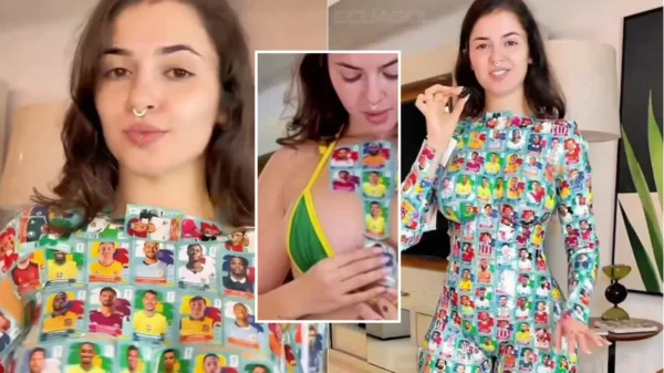 Influencer se vuelve viral con su vestimenta de estampas del Mundial