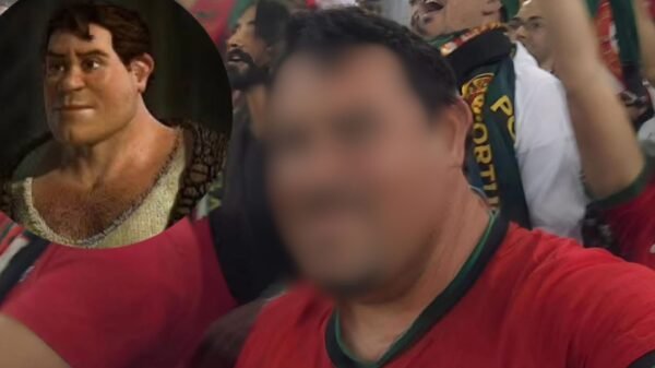 Aficionado se vuelve viral por su parecido con Shrek durante el Portugal vs Colombia
