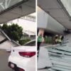 Cae parte de techumbre en el AICM y provoca daños a una automovilista (VIDEO)