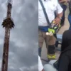 Falla en juego mecánico y personas quedan suspendidas en el aire en la Feria de Chalco