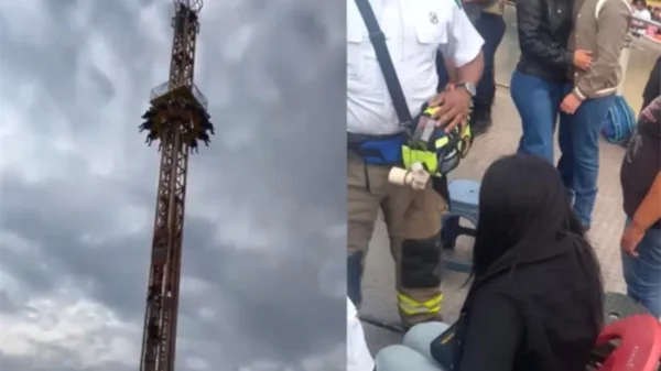 Falla en juego mecánico y personas quedan suspendidas en el aire en la Feria de Chalco