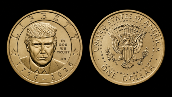 Estados Unidos presenta moneda de un dólar con la imagen de Donald Trump por el 250 aniversario de su Independencia