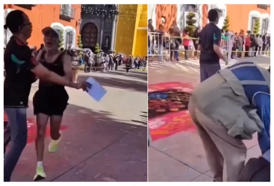 Indignación en Huamantla, Tlaxcala: organizador derriba a adulto mayor cuando estaba a punto de cruzar la meta | VIDEO