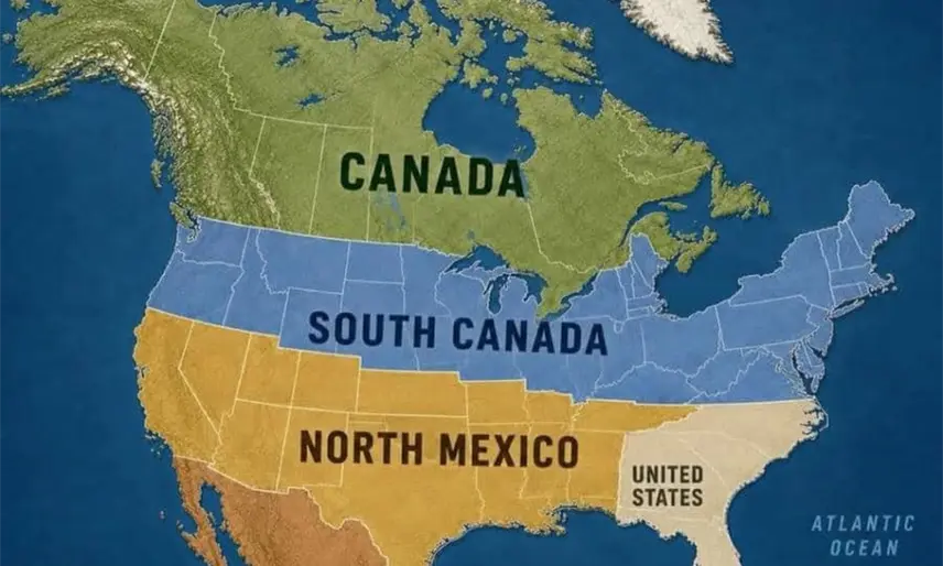 Embajada de Irán se burla de Trump con mapa que divide a EE. UU. entre México y Canadá