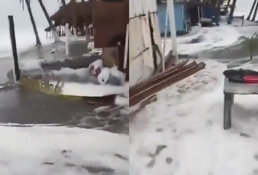 Huracán Simón provoca inundaciones en Manzanillo (VIDEO)