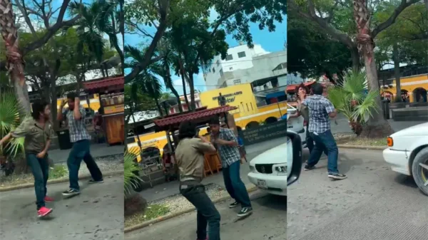 ¡A puño limpio! Captan pelea de 2 hombres en Villahermosa